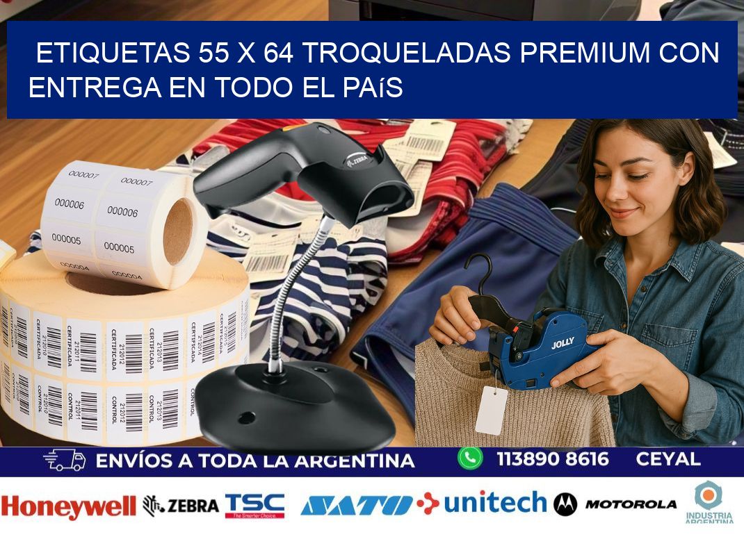 Etiquetas 55 x 64 troqueladas premium con entrega en todo el país