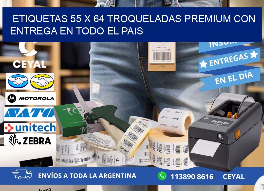 Etiquetas 55 x 64 troqueladas premium con entrega en todo el país