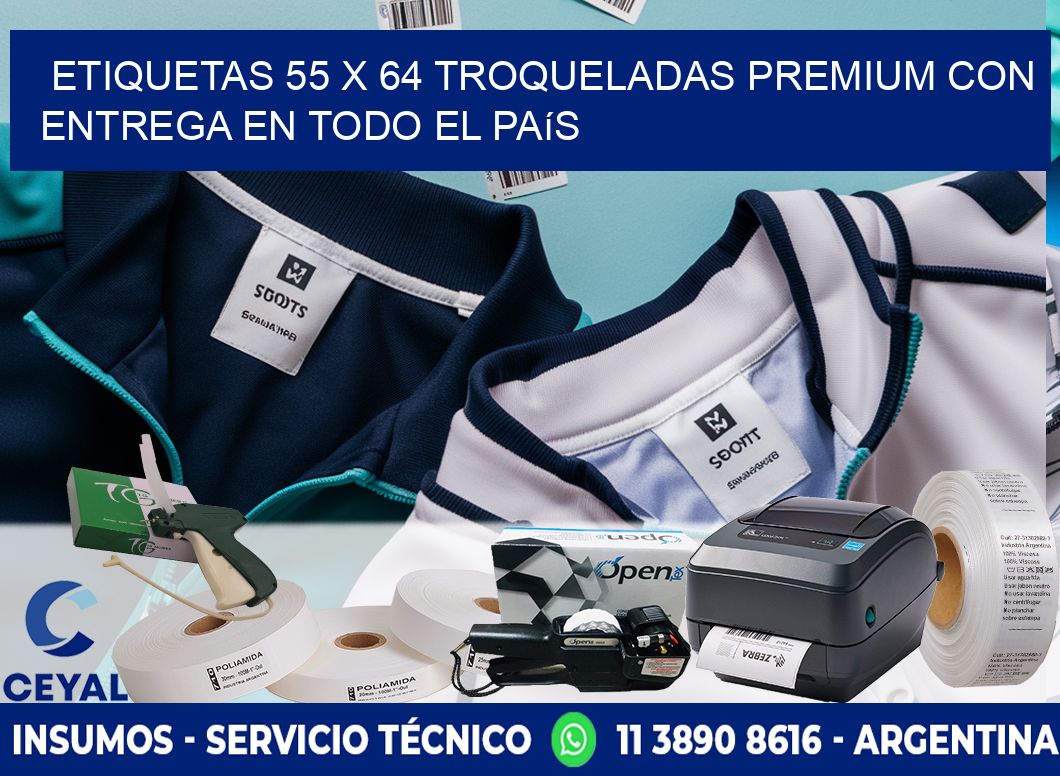 Etiquetas 55 x 64 troqueladas premium con entrega en todo el país