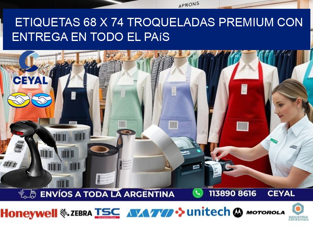 Etiquetas 68 x 74 troqueladas premium con entrega en todo el país