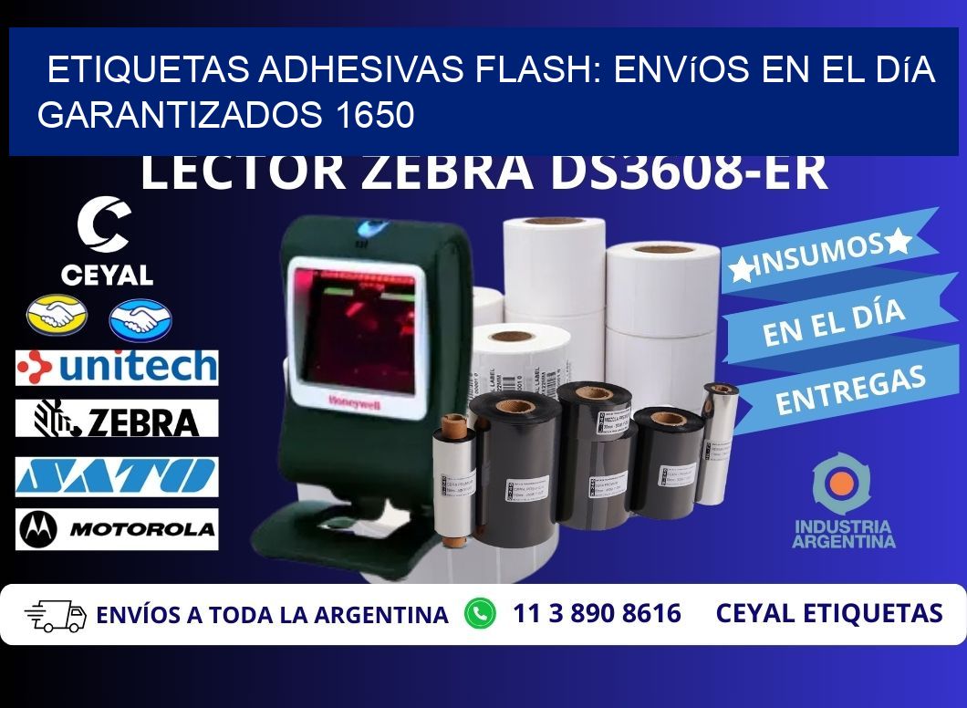 Etiquetas adhesivas Flash: Envíos en el Día Garantizados 1650