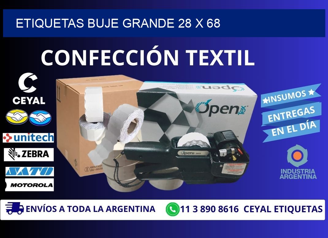 Etiquetas buje grande 28 x 68