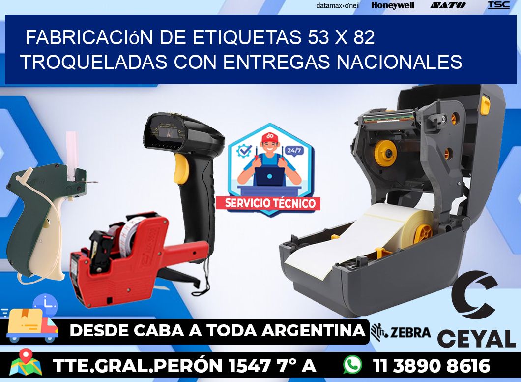 Fabricación de etiquetas 53 x 82 troqueladas con entregas nacionales