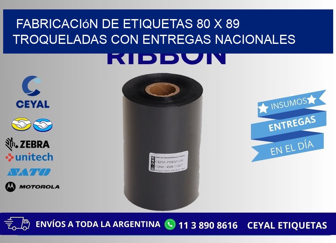 Fabricación de etiquetas 80 x 89 troqueladas con entregas nacionales