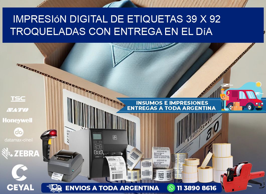 Impresión digital de etiquetas 39 x 92 troqueladas con entrega en el día