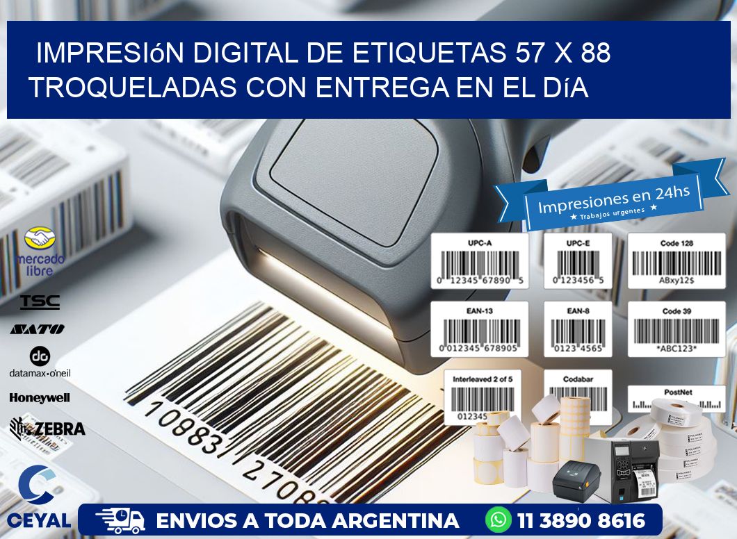 Impresión digital de etiquetas 57 x 88 troqueladas con entrega en el día