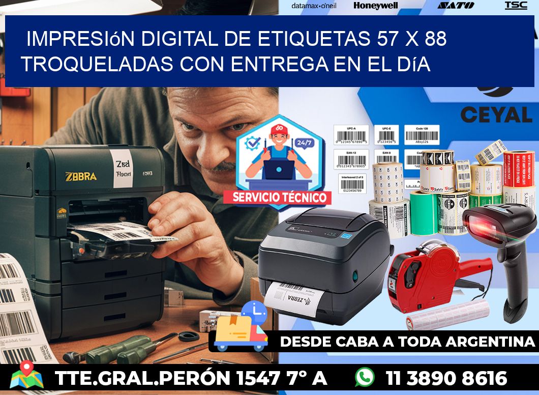 Impresión digital de etiquetas 57 x 88 troqueladas con entrega en el día