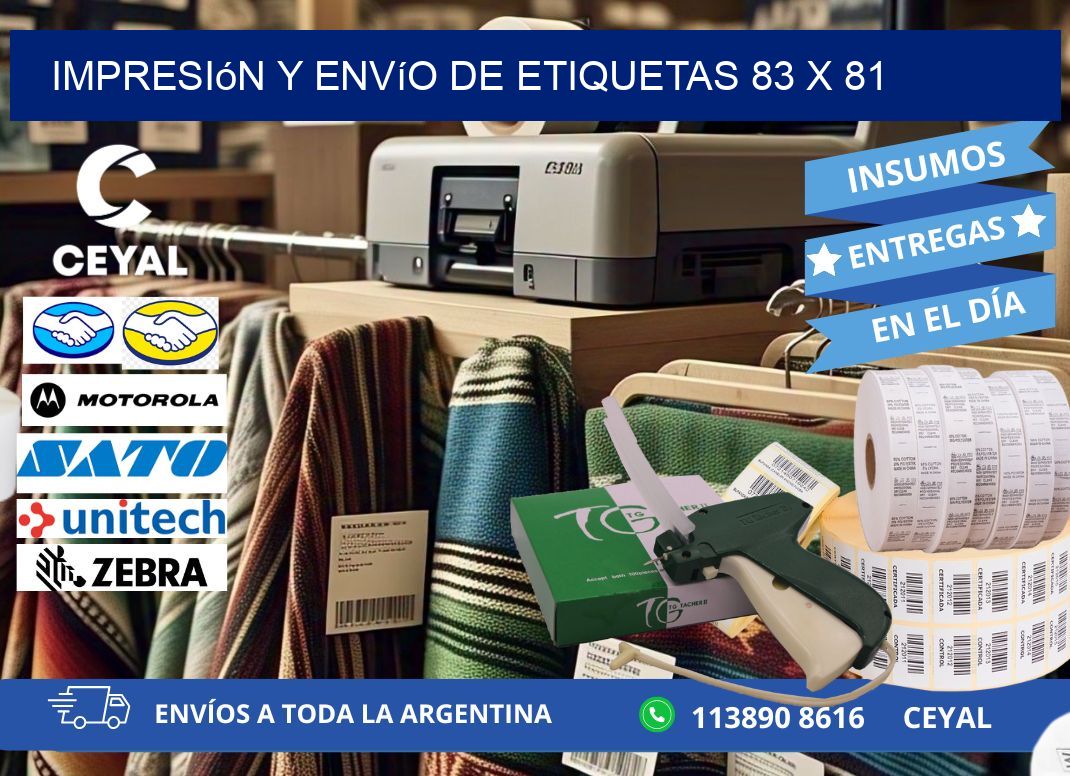 Impresión y envío de etiquetas 83 x 81
