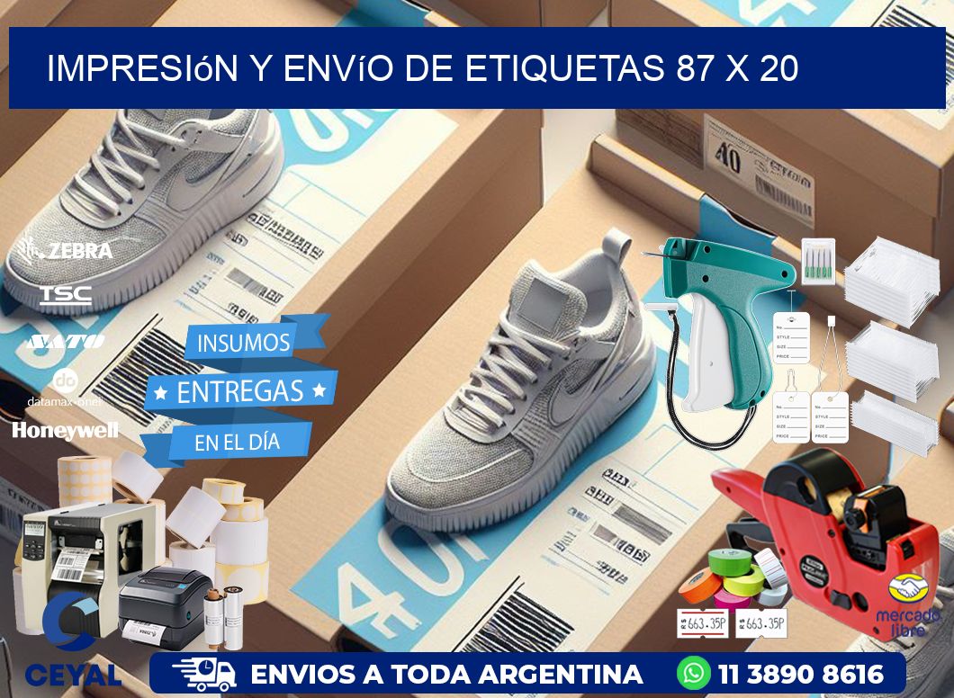 Impresión y envío de etiquetas 87 x 20