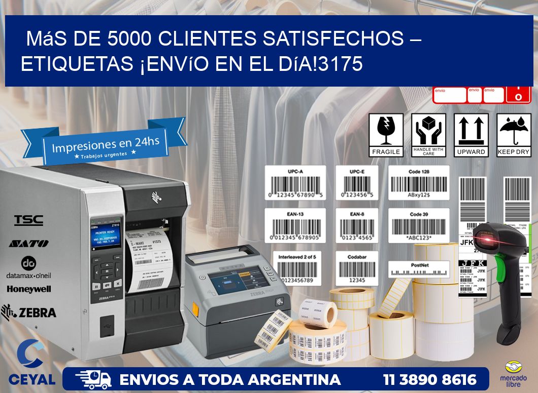 Más de 5000 Clientes Satisfechos – etiquetas ¡Envío en el Día!3175