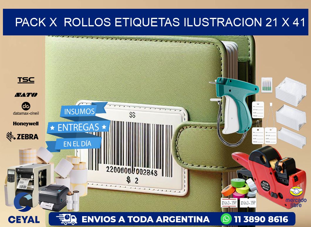 Pack X  Rollos Etiquetas Ilustracion 21 x 41