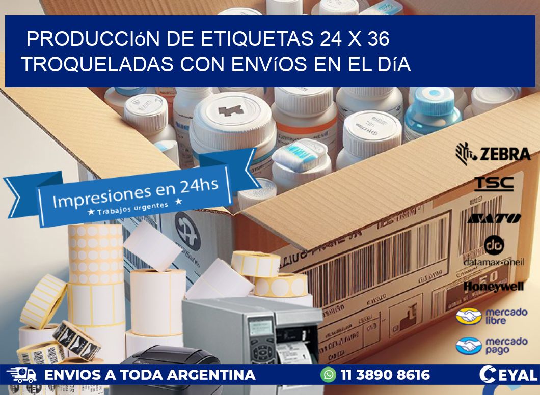 Producción de etiquetas 24 x 36 troqueladas con envíos en el día