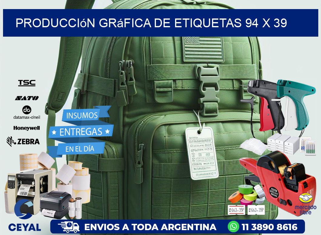 Producción gráfica de etiquetas 94 x 39