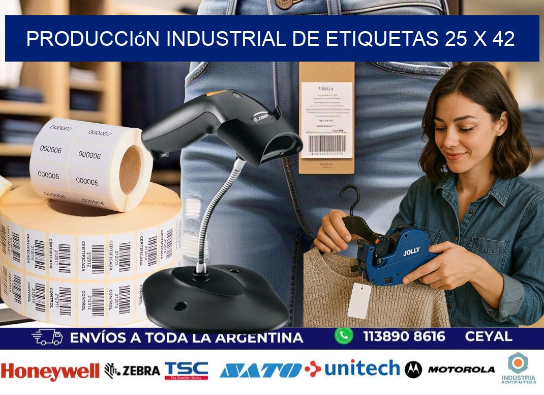 Producción industrial de etiquetas 25 x 42