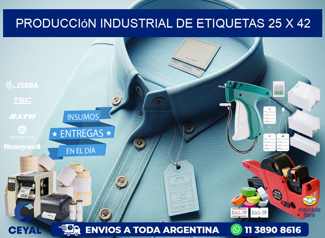 Producción industrial de etiquetas 25 x 42