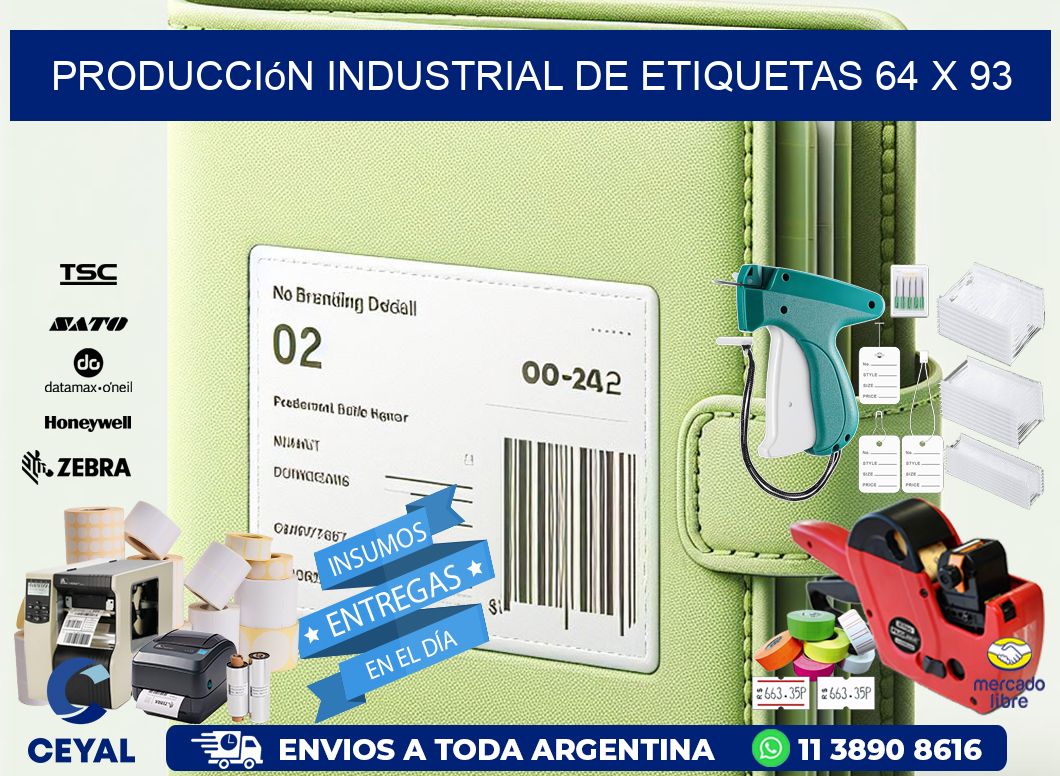 Producción industrial de etiquetas 64 x 93