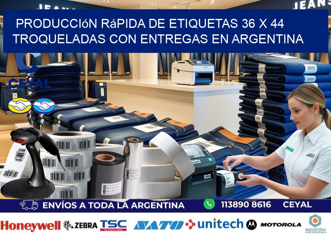 Producción rápida de etiquetas 36 x 44 troqueladas con entregas en Argentina