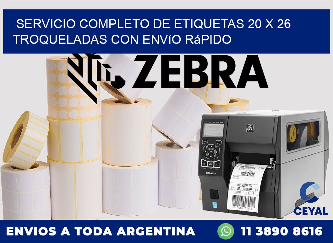 Servicio completo de etiquetas 20 x 26 troqueladas con envío rápido