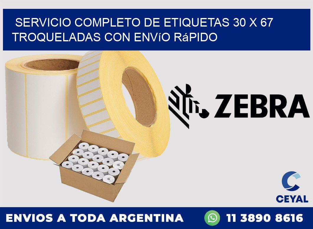 Servicio completo de etiquetas 30 x 67 troqueladas con envío rápido