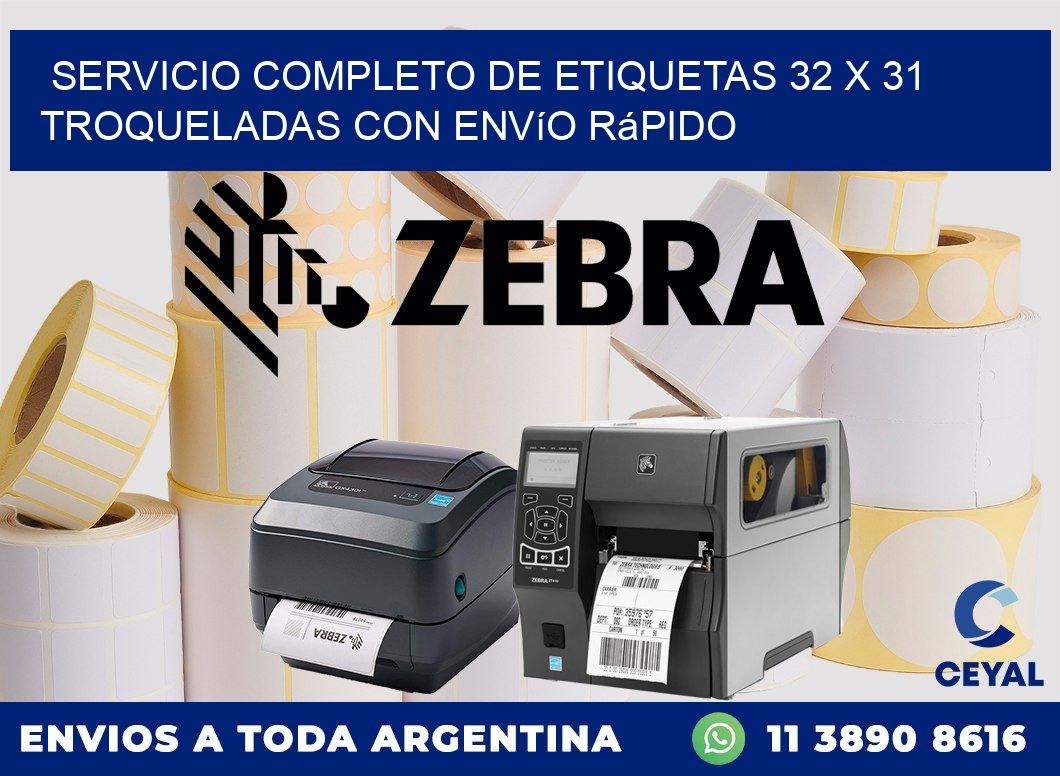 Servicio completo de etiquetas 32 x 31 troqueladas con envío rápido