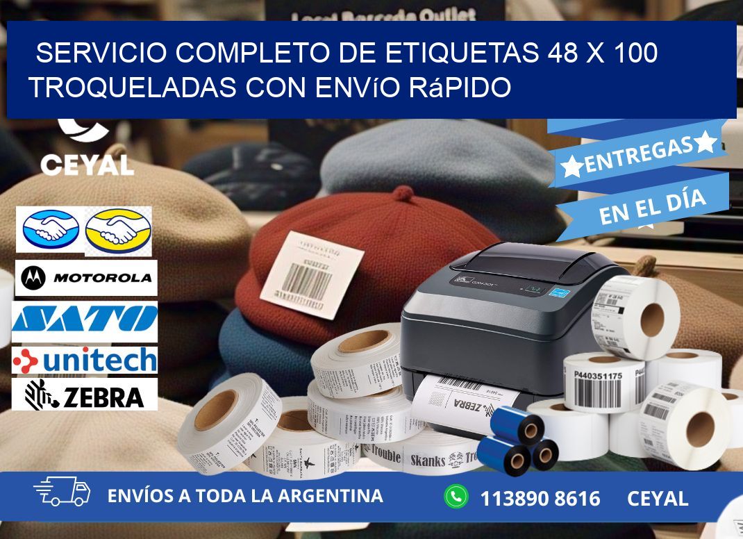 Servicio completo de etiquetas 48 x 100 troqueladas con envío rápido