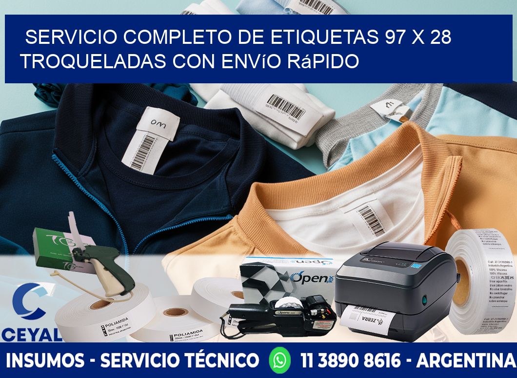 Servicio completo de etiquetas 97 x 28 troqueladas con envío rápido