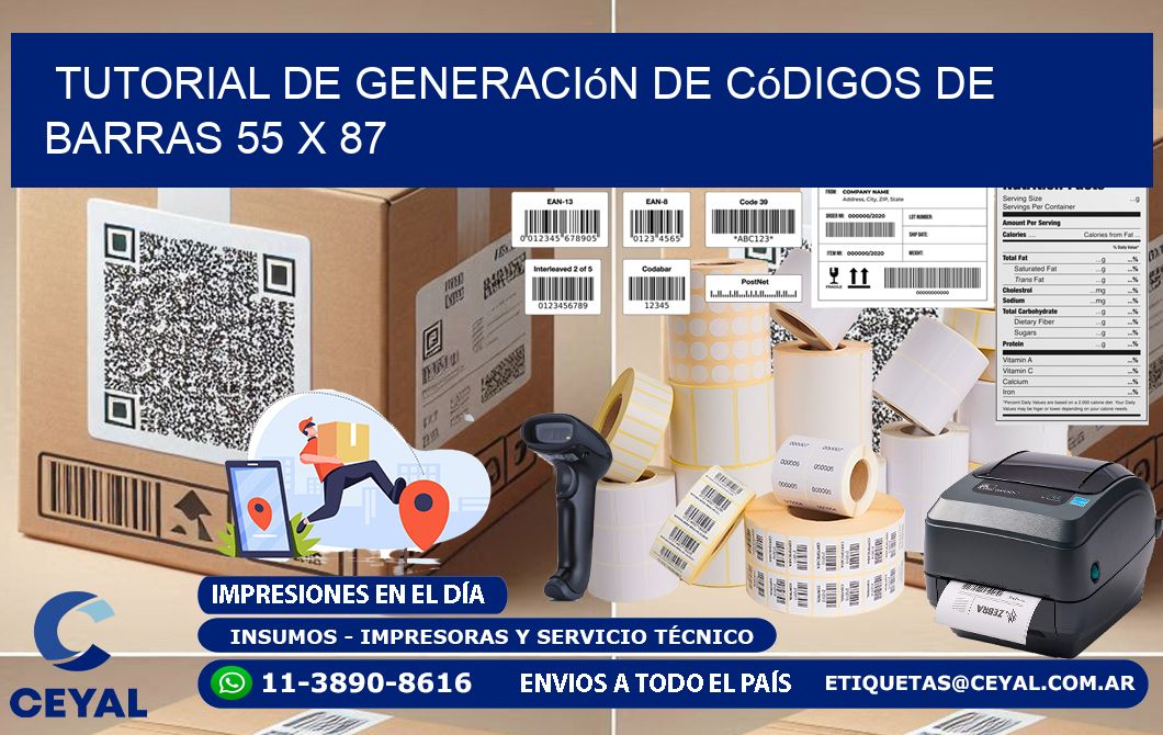 Tutorial de Generación de Códigos de Barras 55 x 87