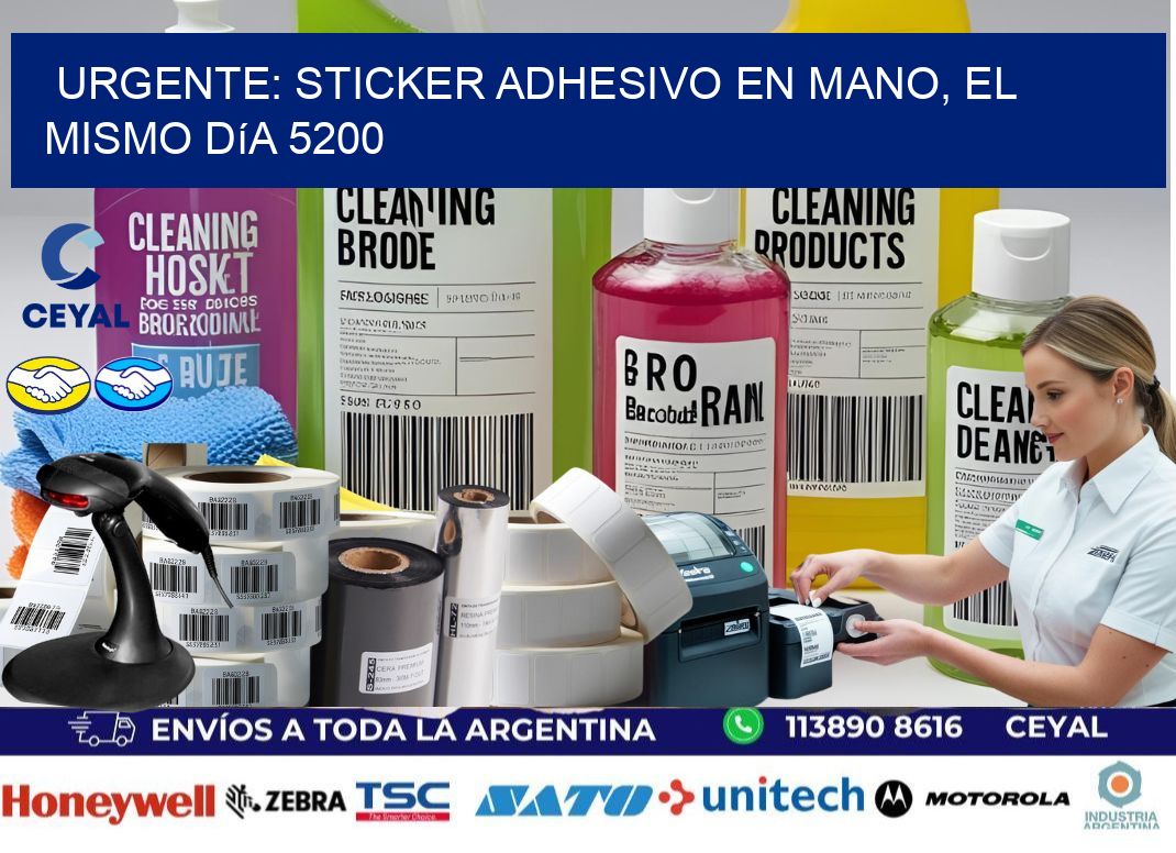 Urgente: Sticker adhesivo en Mano, el Mismo Día 5200