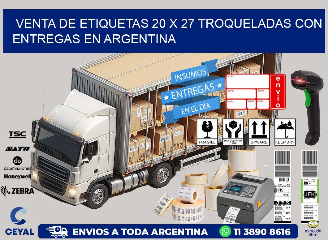 Venta de etiquetas 20 x 27 troqueladas con entregas en Argentina
