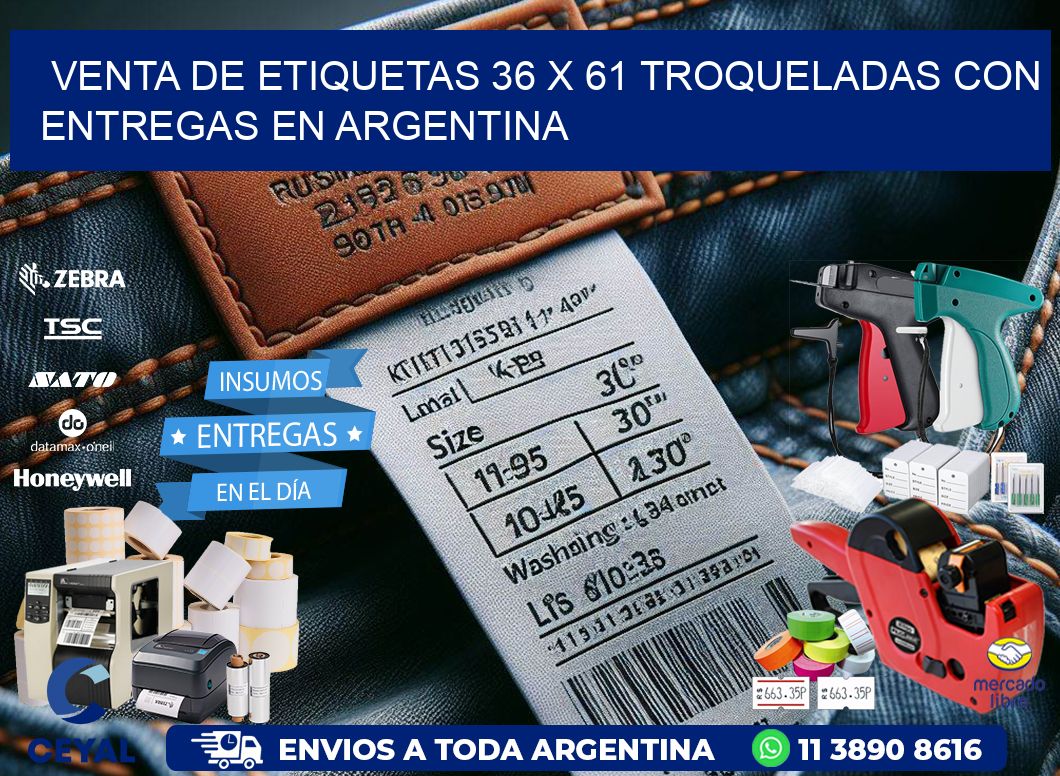 Venta de etiquetas 36 x 61 troqueladas con entregas en Argentina
