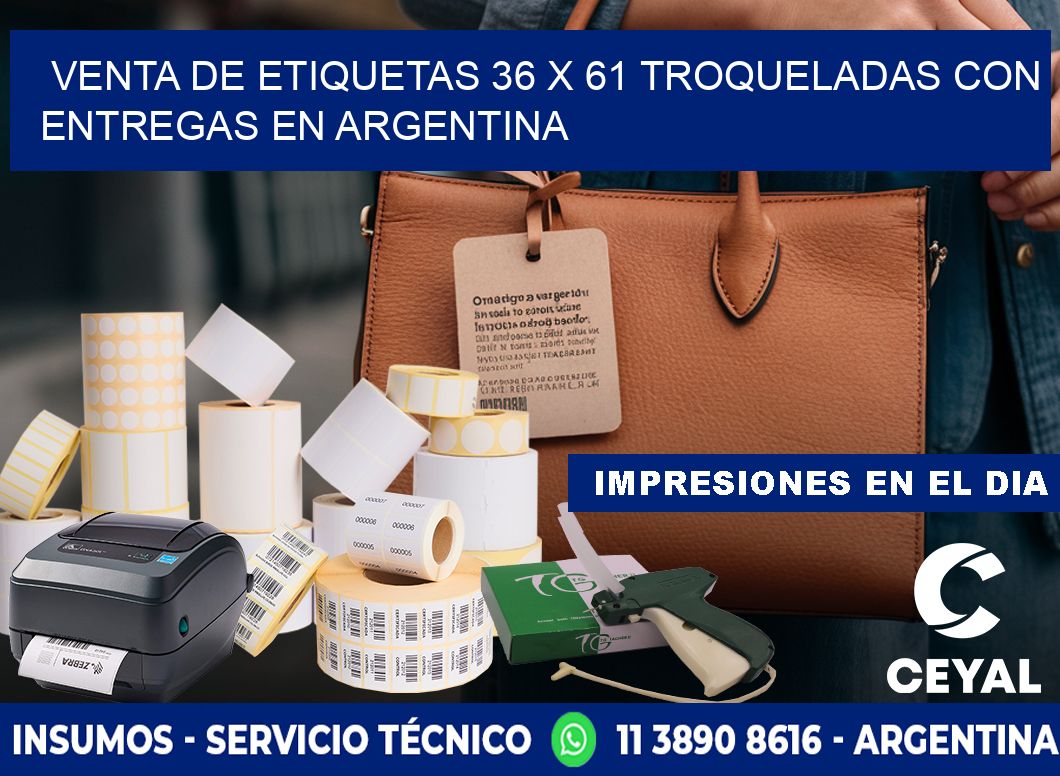 Venta de etiquetas 36 x 61 troqueladas con entregas en Argentina
