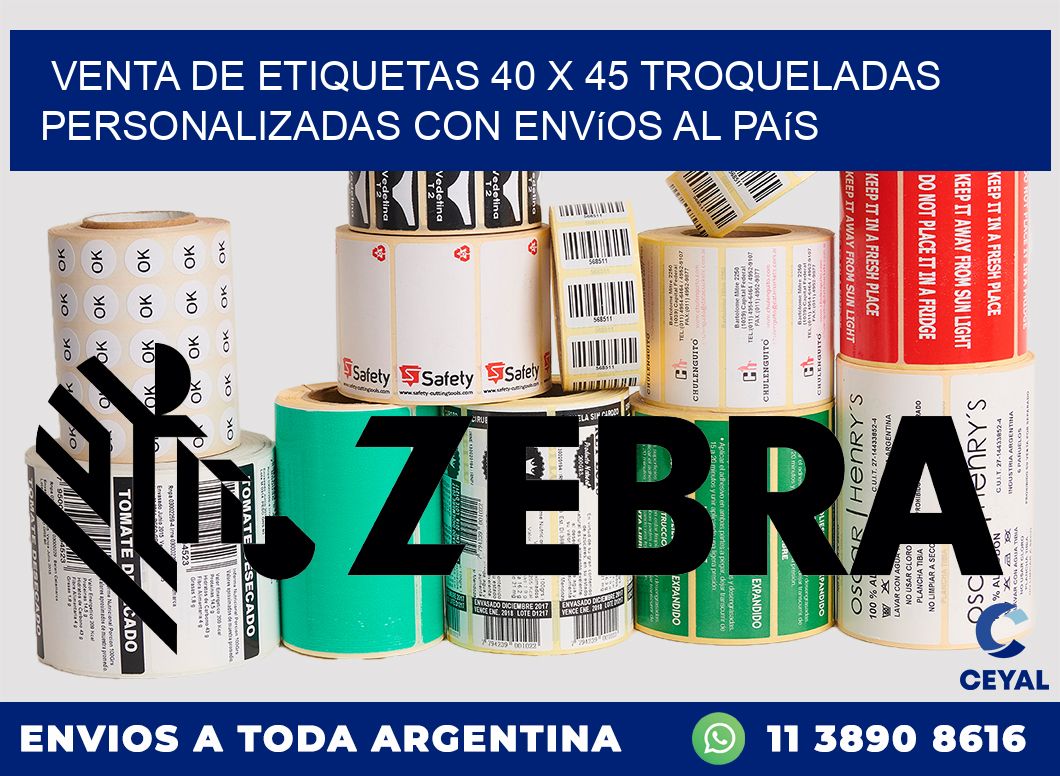Venta de etiquetas 40 x 45 troqueladas personalizadas con envíos al país