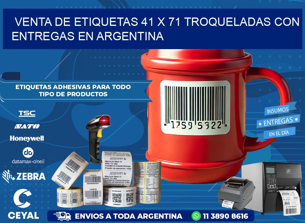Venta de etiquetas 41 x 71 troqueladas con entregas en Argentina
