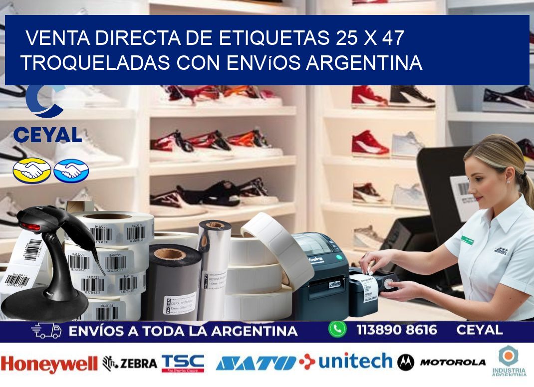 Venta directa de etiquetas 25 x 47 troqueladas con envíos Argentina