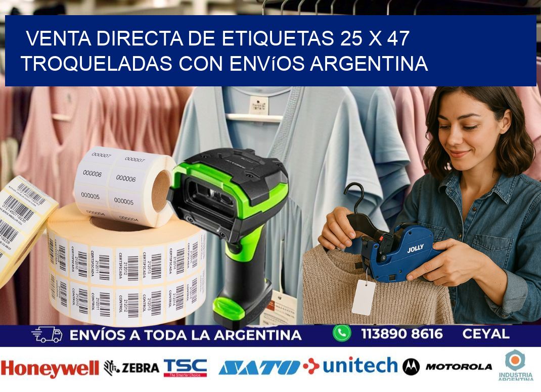 Venta directa de etiquetas 25 x 47 troqueladas con envíos Argentina