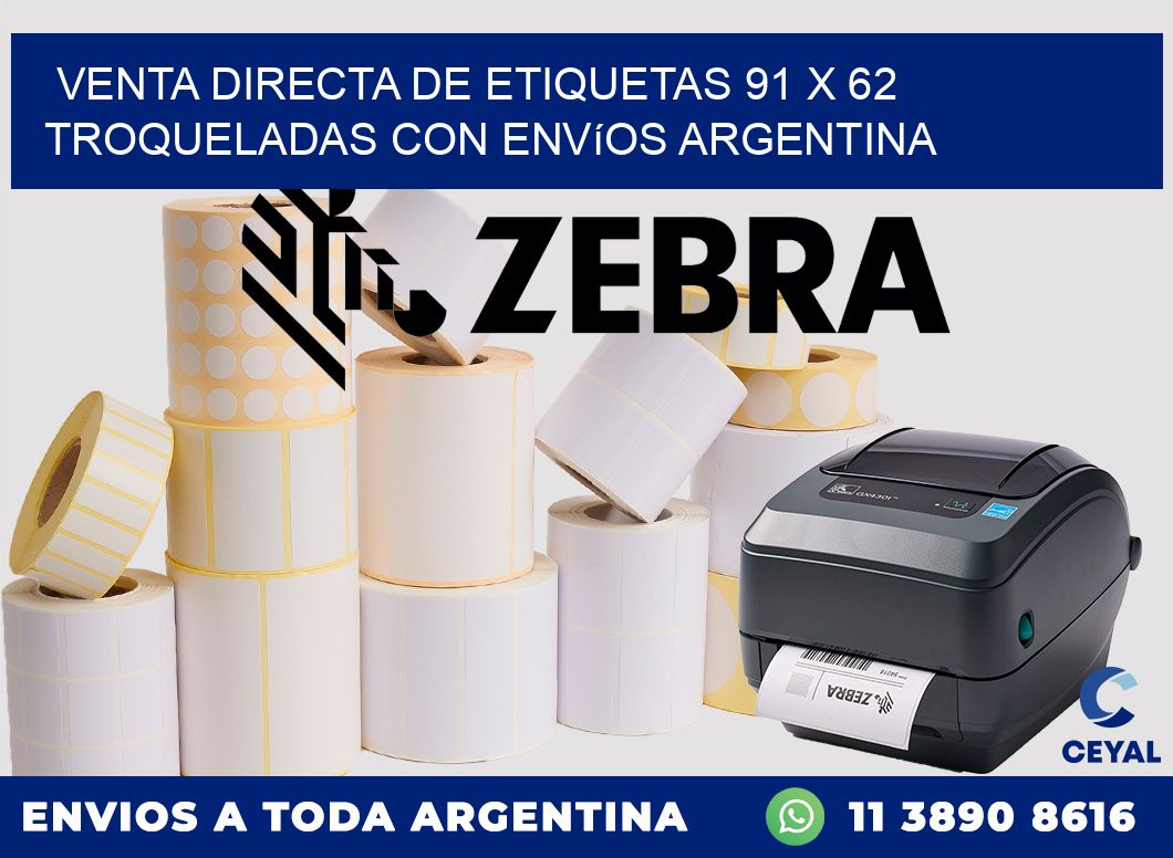 Venta directa de etiquetas 91 x 62 troqueladas con envíos Argentina