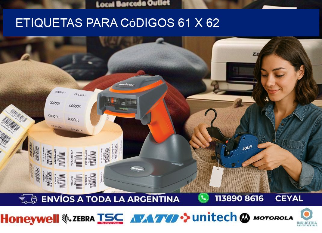 etiquetas para códigos 61 x 62