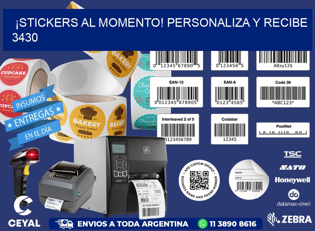 ¡Stickers al Momento! Personaliza y Recibe 3430