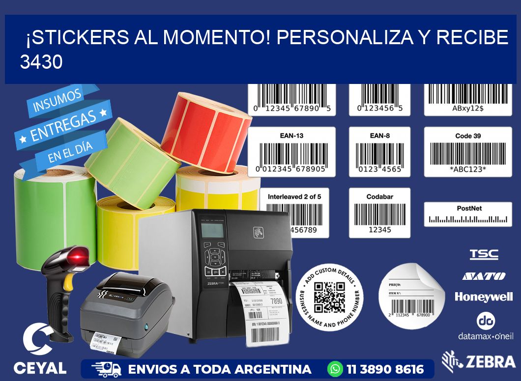 ¡Stickers al Momento! Personaliza y Recibe 3430