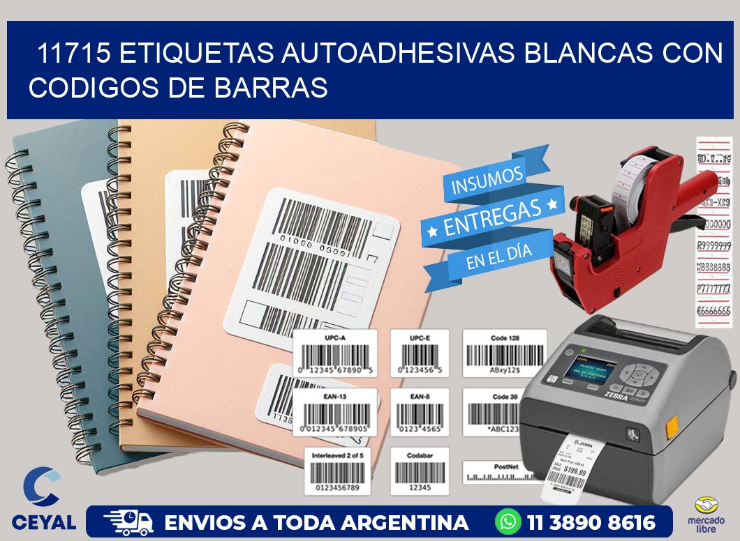 11715 etiquetas autoadhesivas blancas con codigos de barras