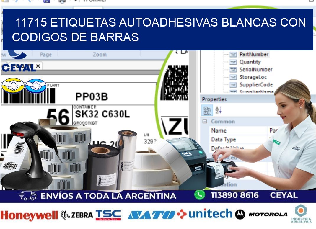 11715 etiquetas autoadhesivas blancas con codigos de barras