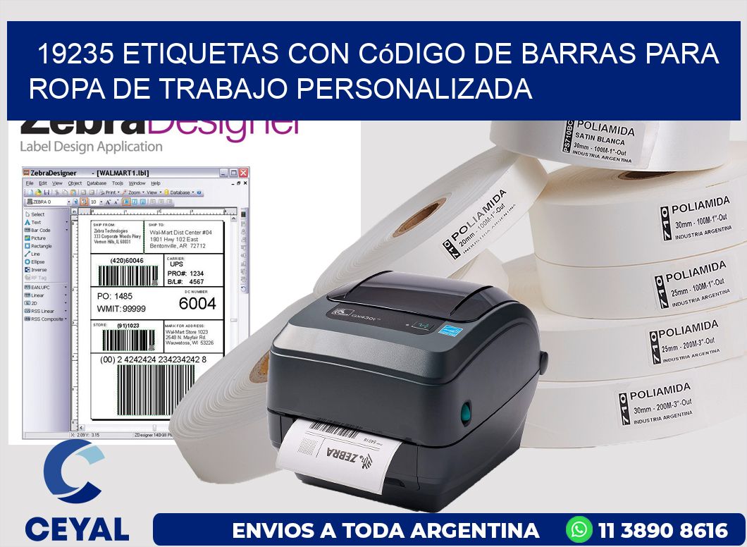 19235 Etiquetas con código de barras para ropa de trabajo personalizada