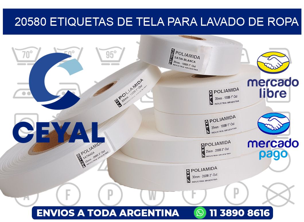 20580 Etiquetas de tela para lavado de ropa