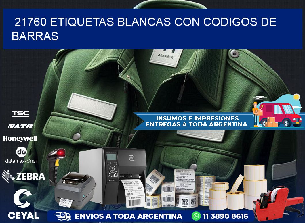 21760 etiquetas blancas con codigos de barras