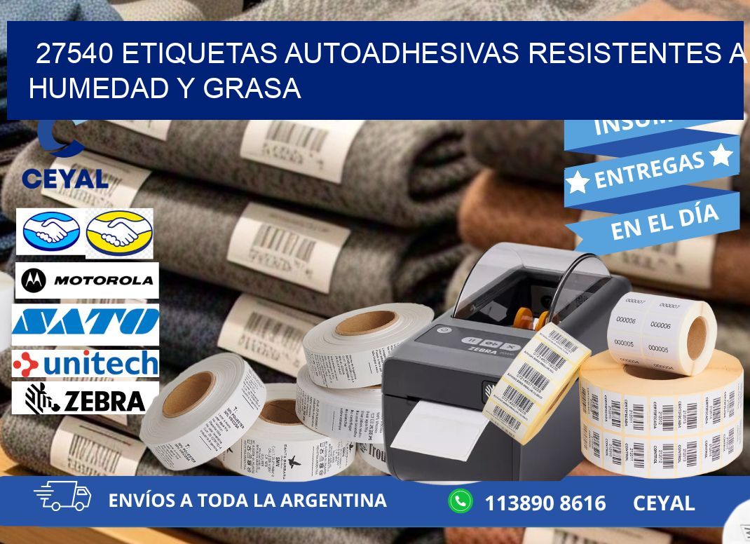 27540 etiquetas autoadhesivas resistentes a humedad y grasa