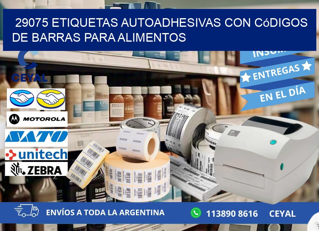 29075 Etiquetas autoadhesivas con códigos de barras para alimentos