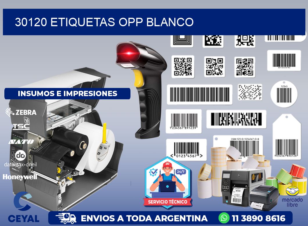 30120 etiquetas OPP blanco