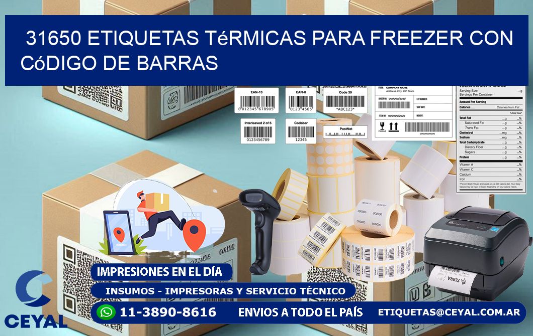 31650 etiquetas térmicas para freezer con código de barras