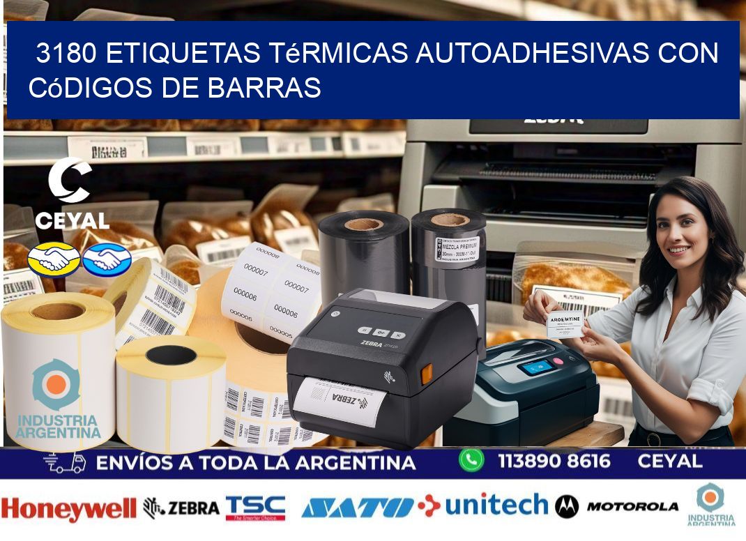 3180 Etiquetas térmicas autoadhesivas con códigos de barras