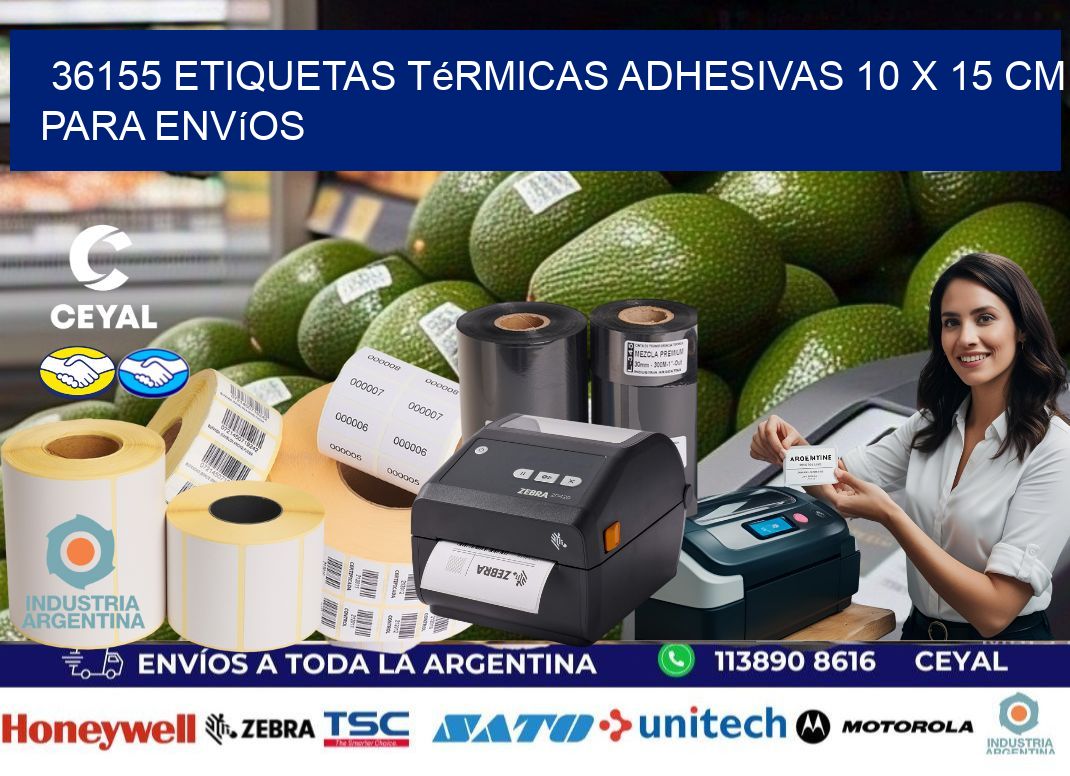 36155 Etiquetas Térmicas Adhesivas 10 x 15 cm para Envíos